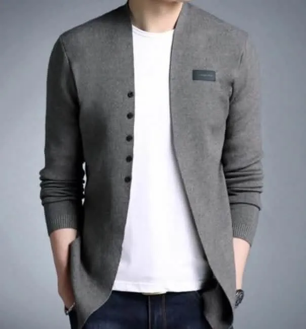 Trendy Men's Button-Detail Slim Fit Cardigan