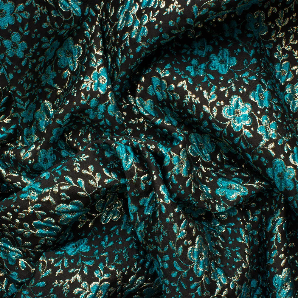 Turquoise/Black/Gold Metallic Cloqué