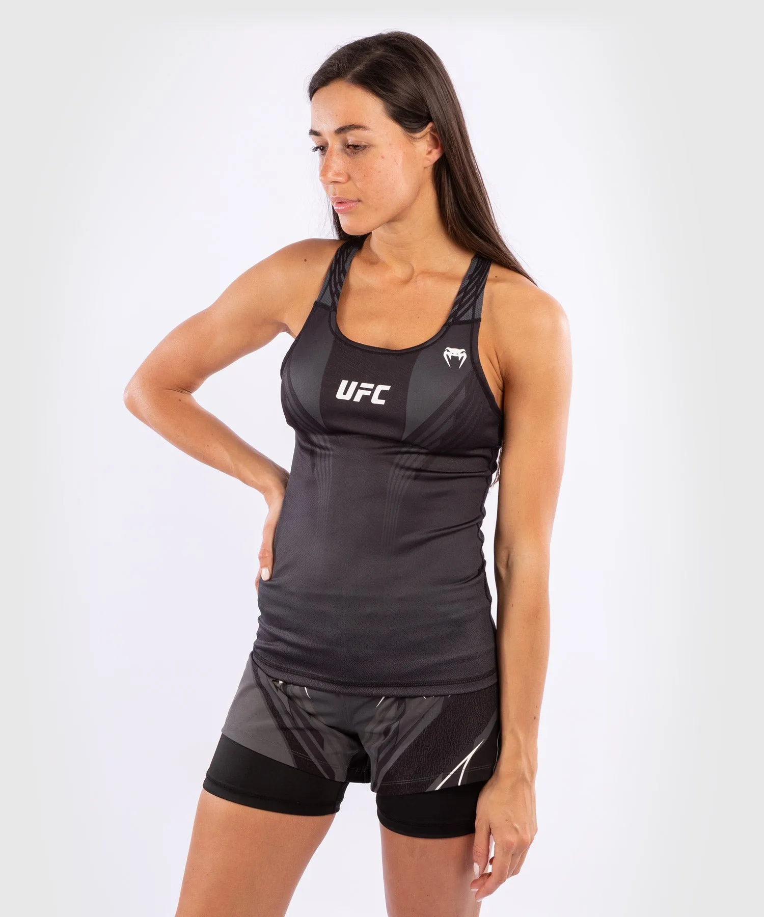 UFC Venum Authentic Fight Night Women's fitted Tank with shelf Bra - Black