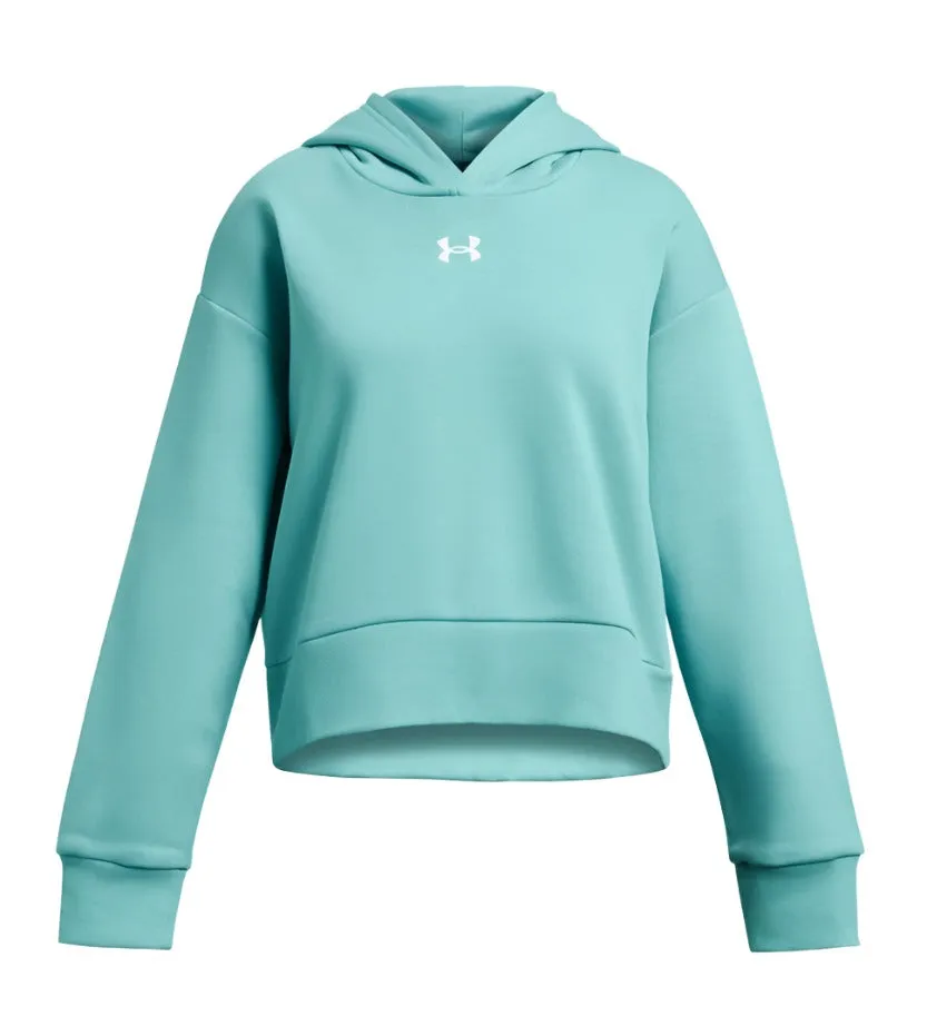 Under Armour Girls Rival Fleece Crop Hoodie Radial Turquoise/White