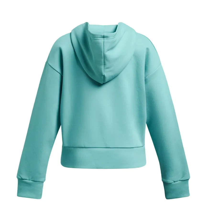 Under Armour Girls Rival Fleece Crop Hoodie Radial Turquoise/White