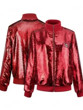 Valentine Special San Francisco 49ers Women Sequin Bomber Jacket