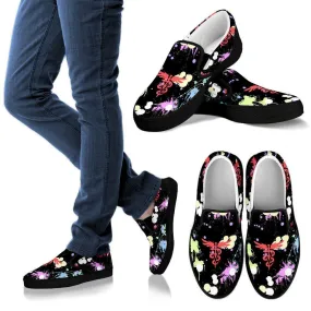 Veterinary Pattern Black Women's Slip Ons