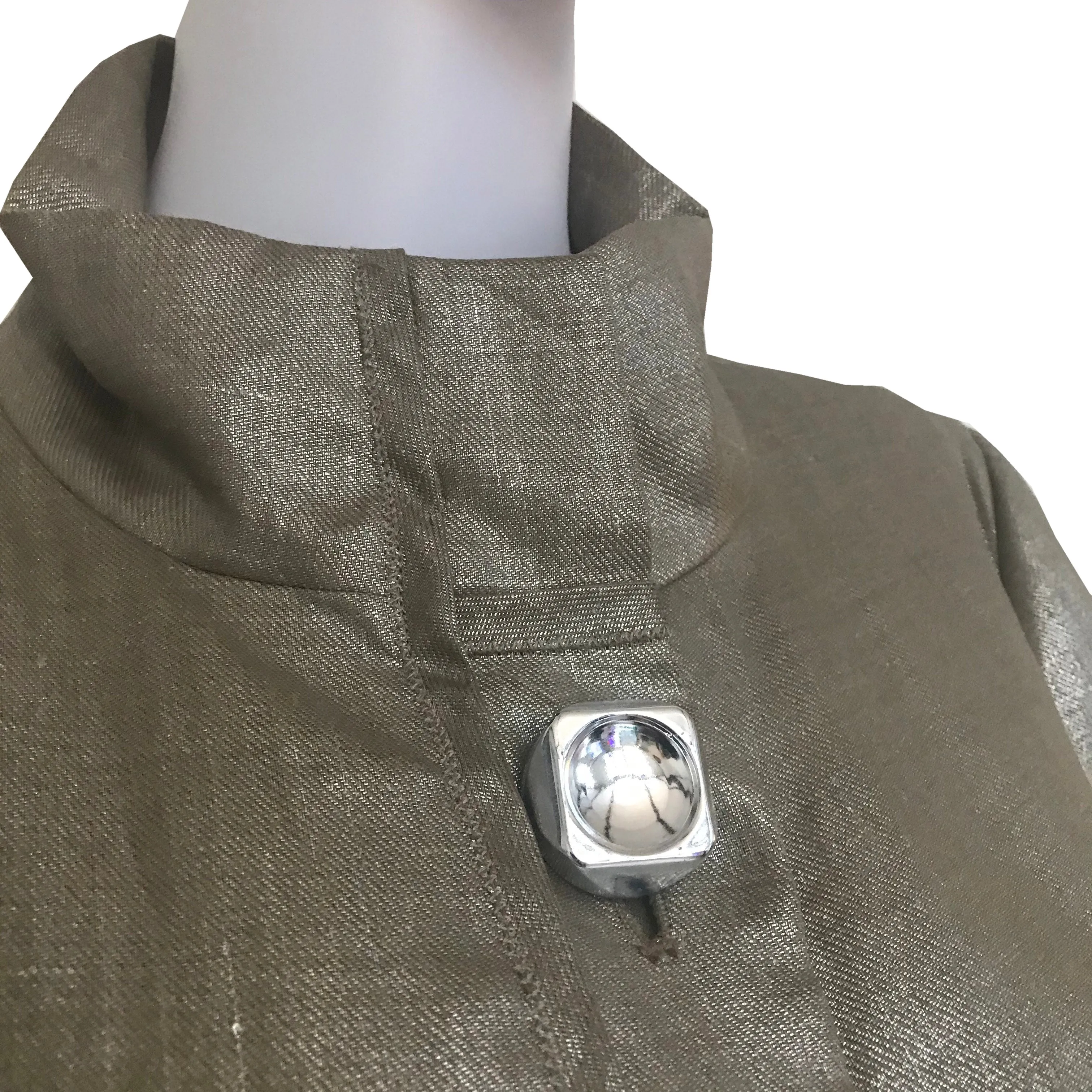 Vintage 1960s Gold Linen Car Coat With Oversized Buttons