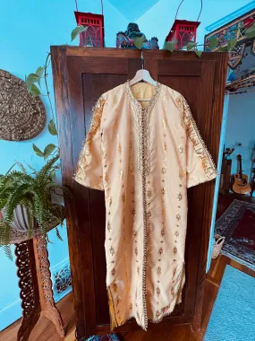 Vintage 60's Gold Metallic Jacquard Kaftan Coat/Dress