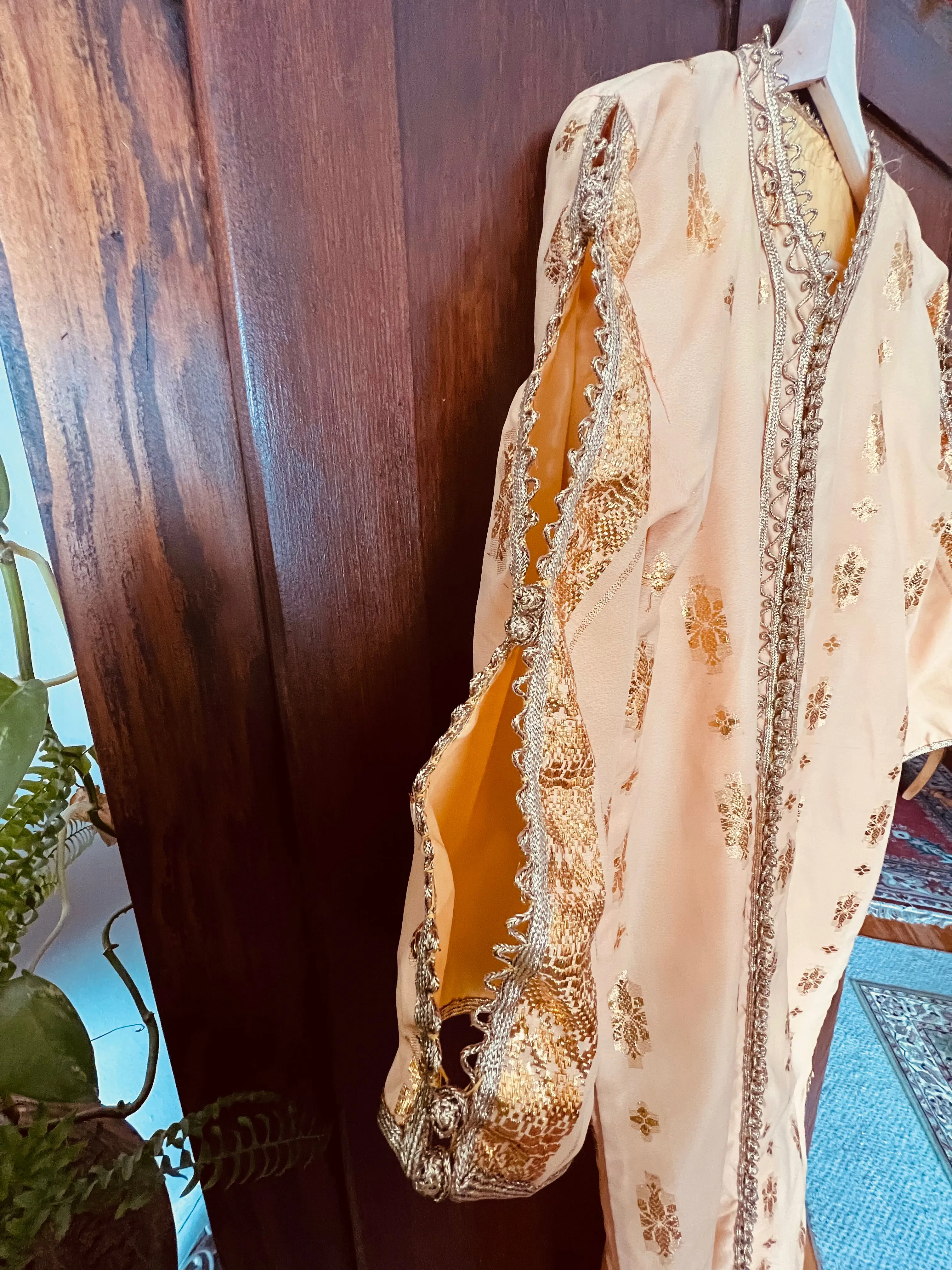 Vintage 60's Gold Metallic Jacquard Kaftan Coat/Dress