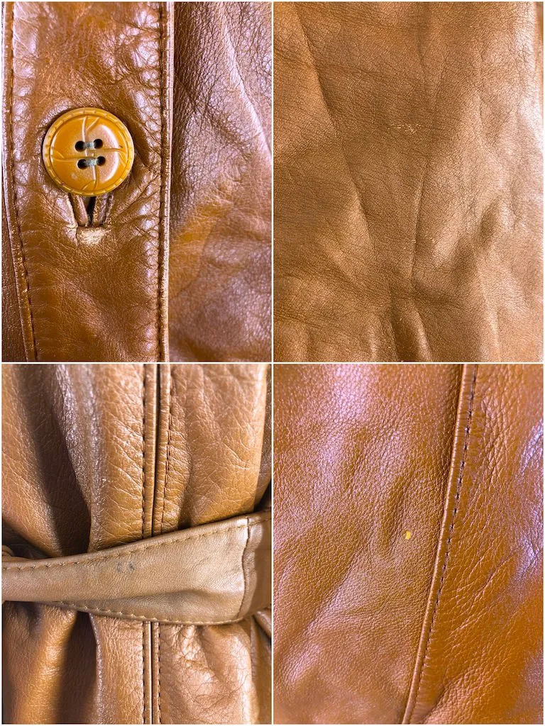 Vintage 70s Leather Jacket with Sherpa Lining