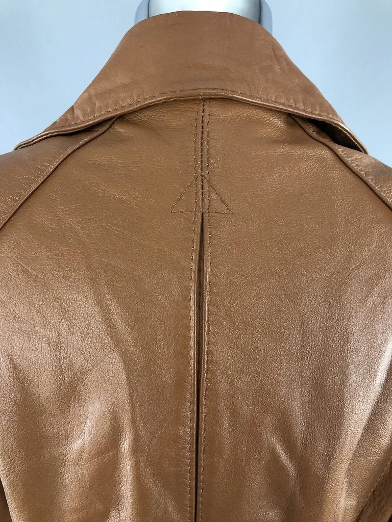 Vintage 70s Leather Jacket with Sherpa Lining