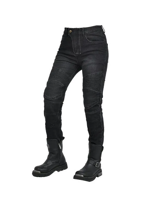 Vintage Casual Denim Stretch Motorcycle Pants