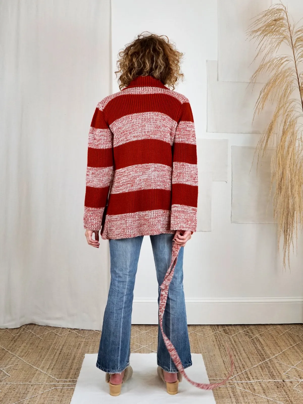 Vintage Space Dyed Cinnamon Stripe Cardigan