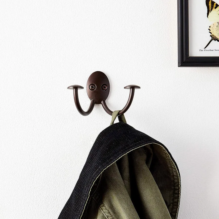 Wall Mounted Double Hook - Bronze