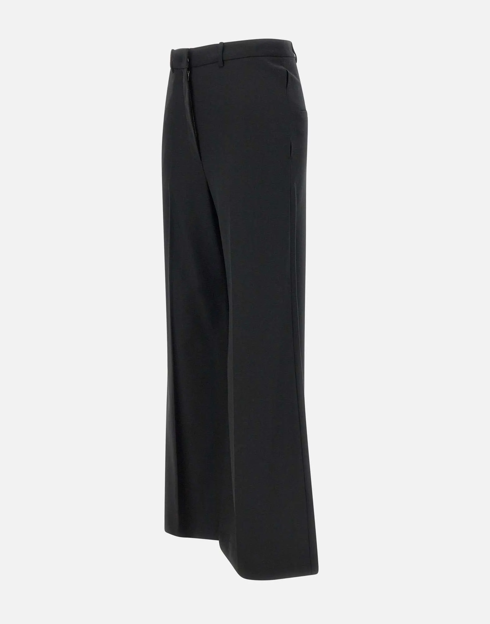 Wide Wool Women's Black Trousers