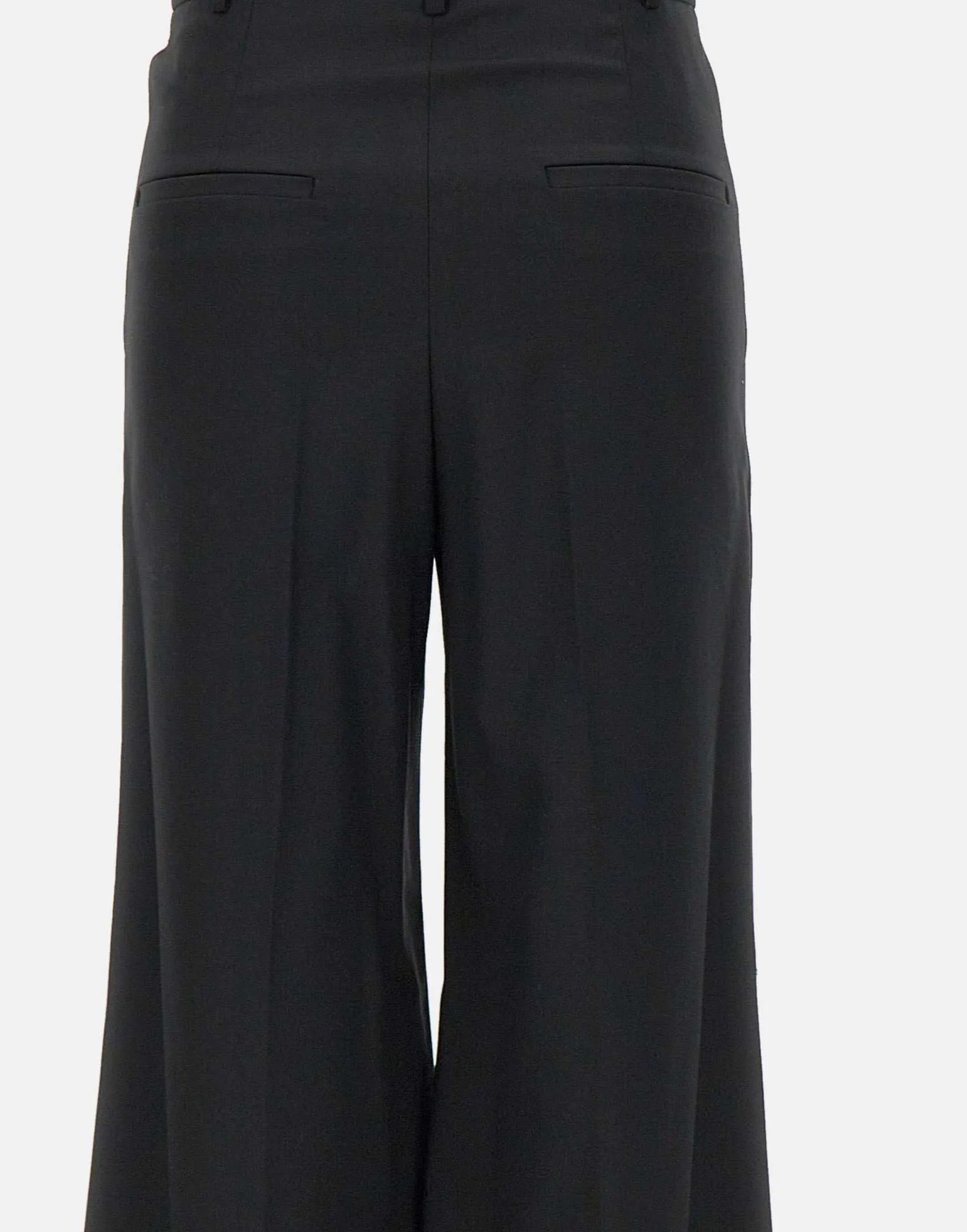 Wide Wool Women's Black Trousers