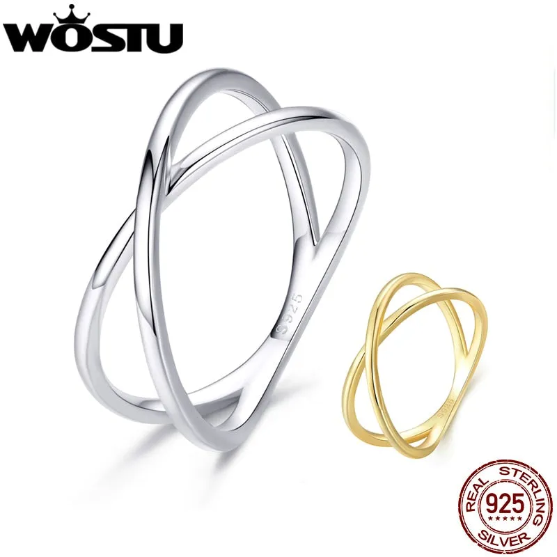 Women's Double Layer X-Shaped Sterling Silver Rings