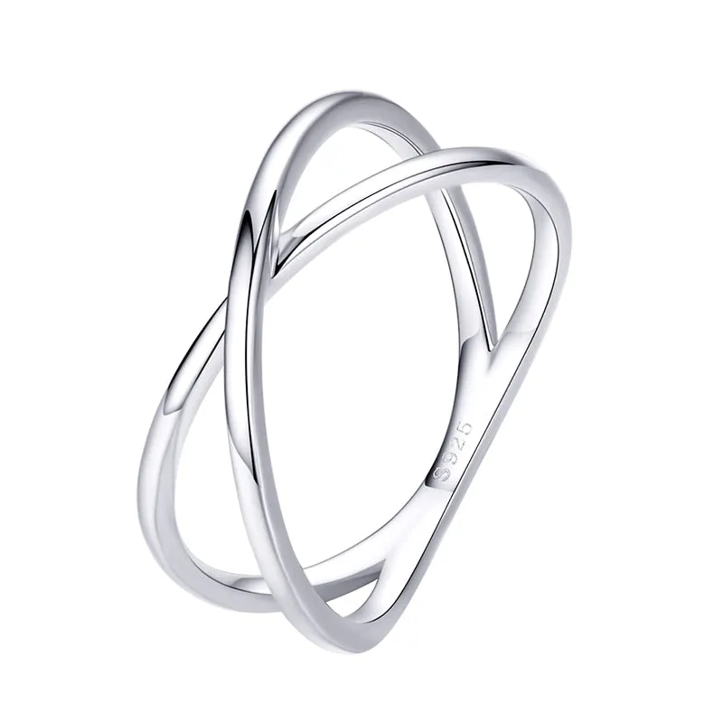 Women's Double Layer X-Shaped Sterling Silver Rings