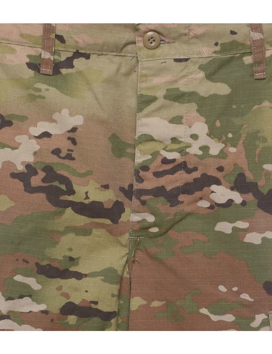 Woodland Camouflage Print Army Cargo Trousers - W33 L30