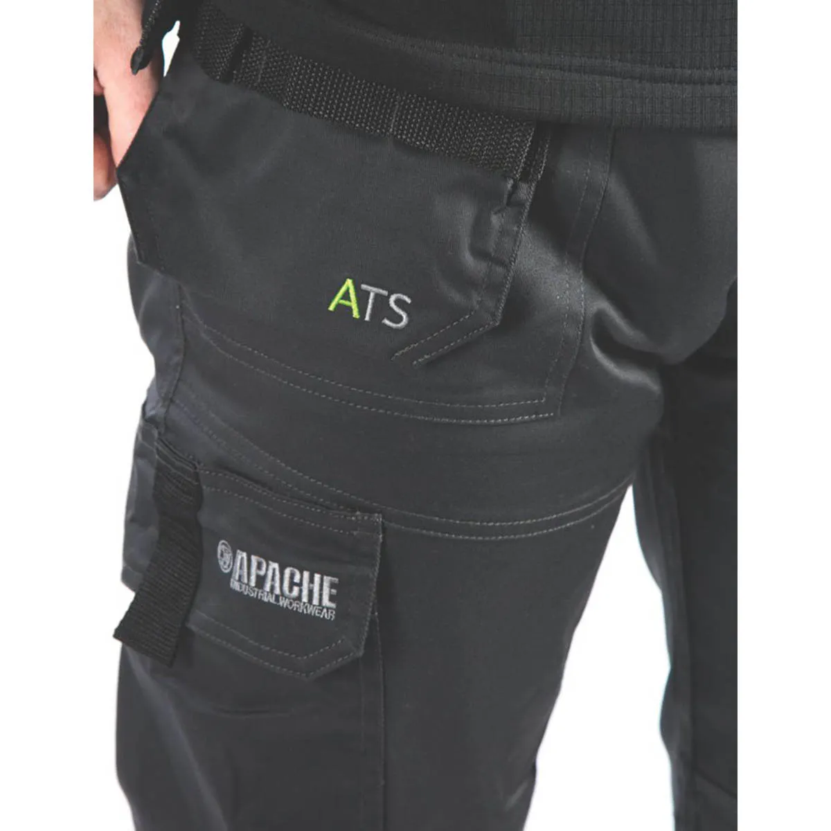 Work Trousers Mens Twisted Leg Black Grey Breathable Multi Pockets 32"W 29"L