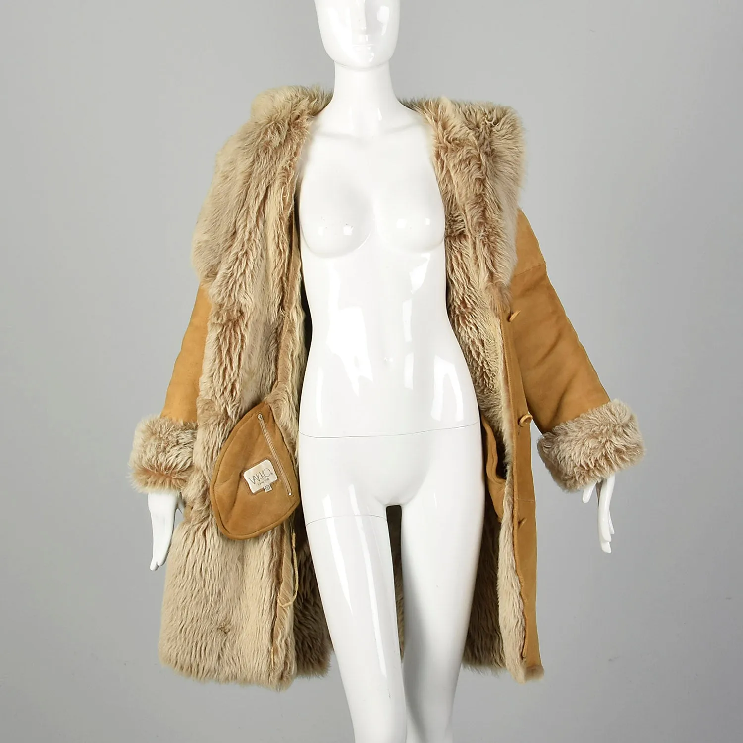 XXS-XS Brown Shearling Coat