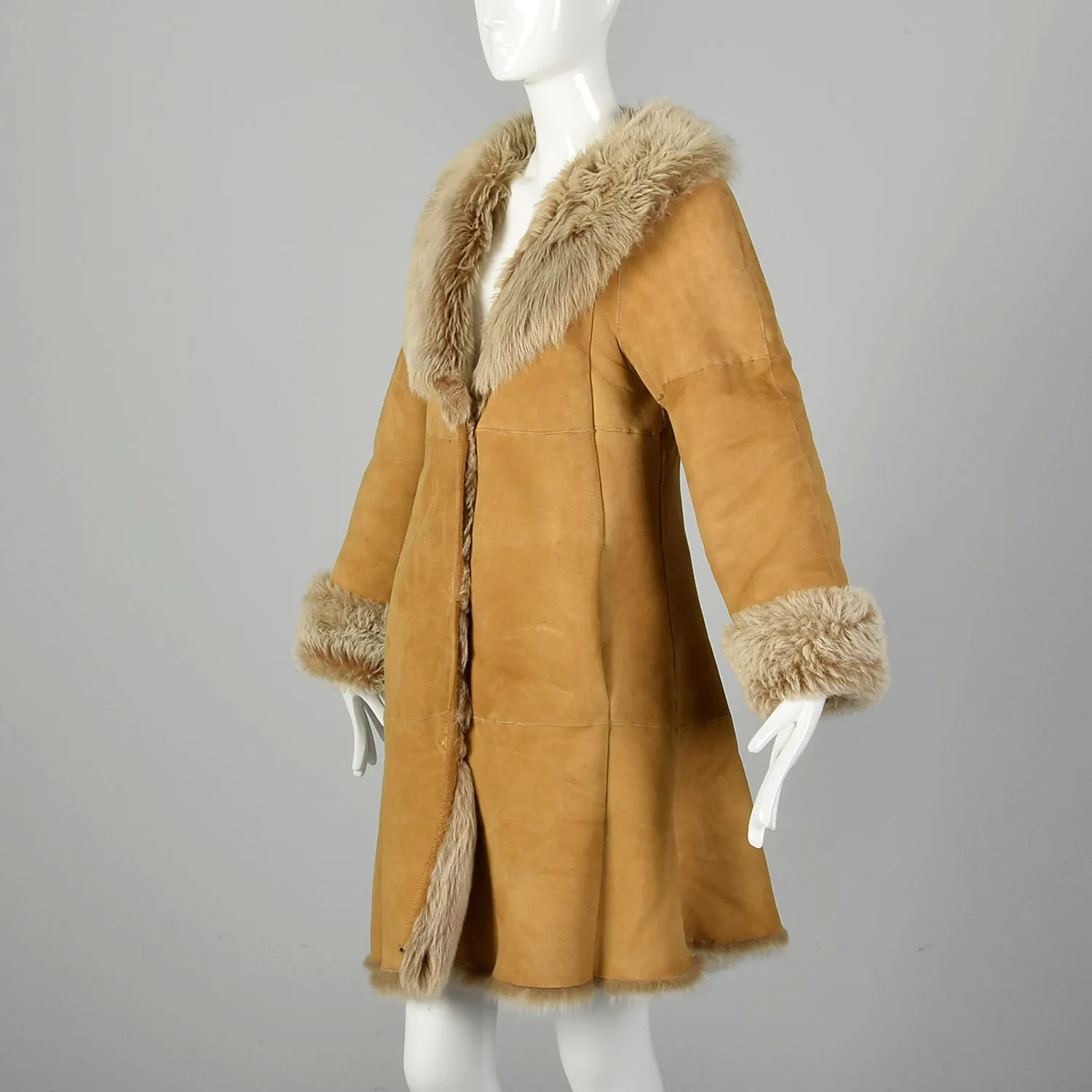 XXS-XS Brown Shearling Coat